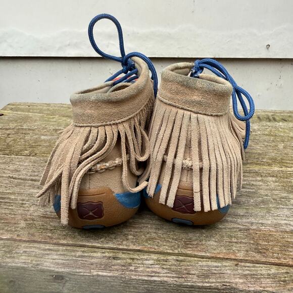 Twisted X Moccasins Bomber Aztec Southwestern Saddle Blanket Serape Fringe 7.5M - Picture 4 of 7